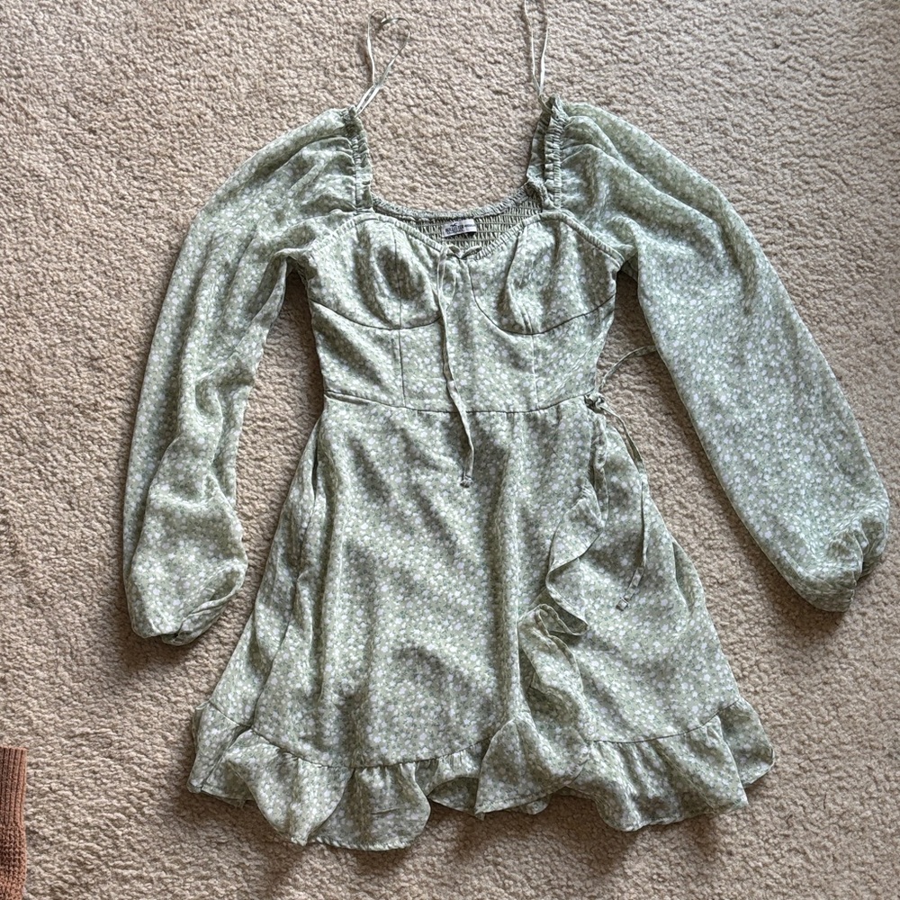 Hollister Green Smocked Dress